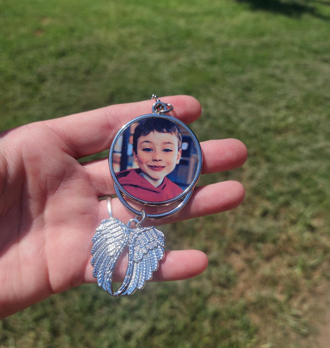 Double-sided Rear-view mirror angel charms memorial