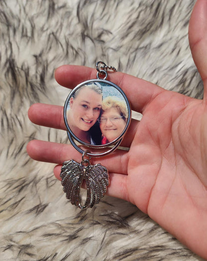 Double-sided Rear-view mirror angel charms memorial