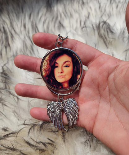 Double-sided Rear-view mirror angel charms memorial
