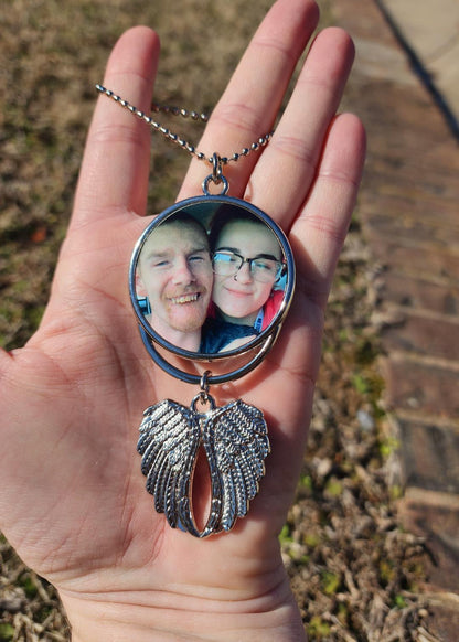 Double-sided Rear-view mirror angel charms memorial
